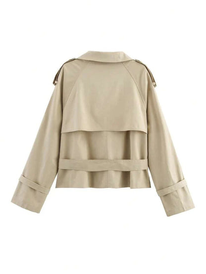 Damski trencz z paskiem i guzikami-Jacket for women-Olave