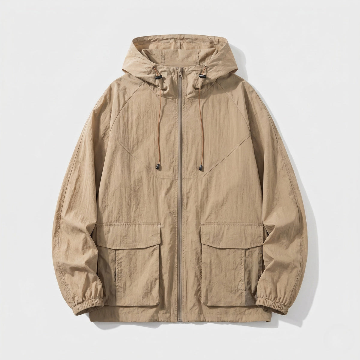 Damski wiatrówka z kapturem i zapięciem na zamek-Jacket for women-Olave