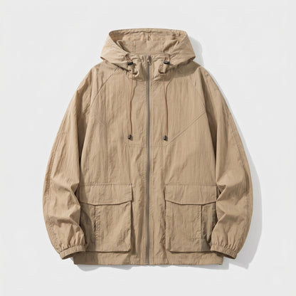 Damski wiatrówka z kapturem i zapięciem na zamek-Jacket for women-Olave