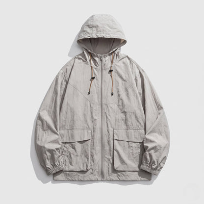 Damski wiatrówka z kapturem i zapięciem na zamek-Jacket for women-Olave