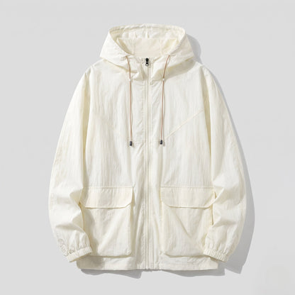 Damski wiatrówka z kapturem i zapięciem na zamek-Jacket for women-Olave