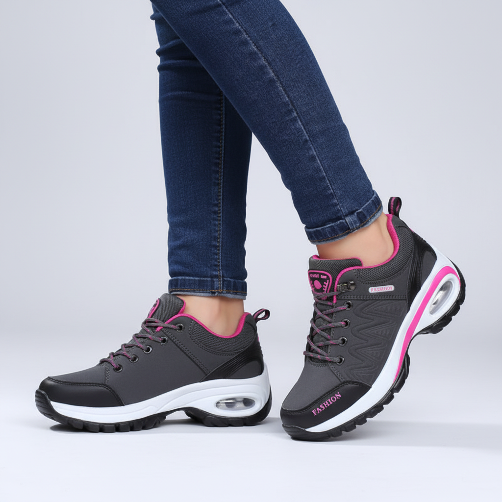 Damskie buty trekkingowe sznurowane z profilowaną podeszwą-Footwear for women-Olave