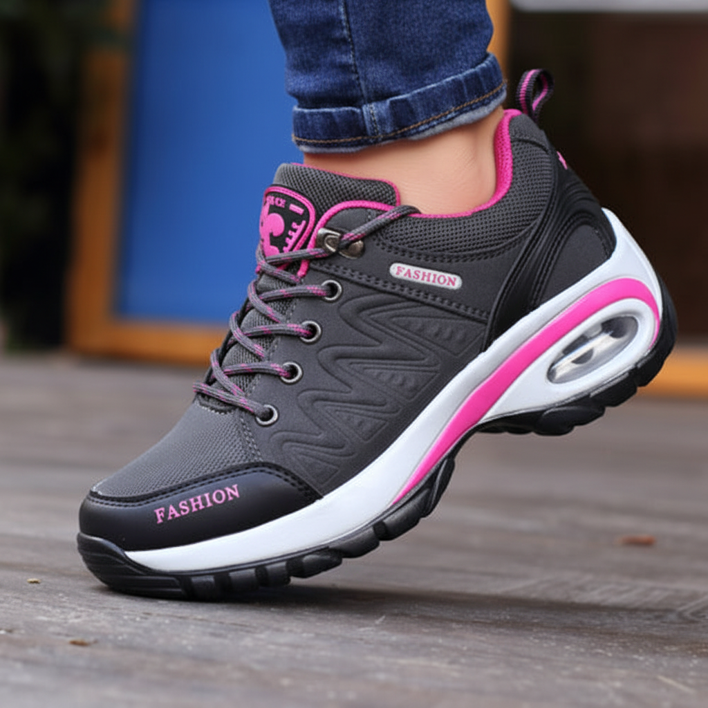 Damskie buty trekkingowe sznurowane z profilowaną podeszwą-Footwear for women-Olave