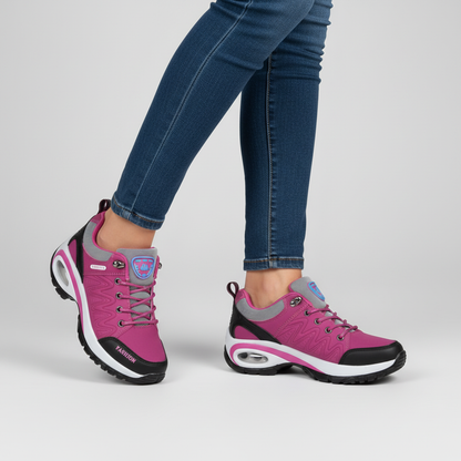 Damskie buty trekkingowe sznurowane z profilowaną podeszwą-Footwear for women-Olave