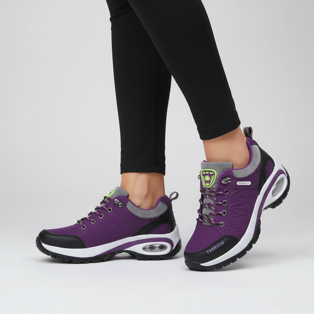Damskie buty trekkingowe sznurowane z profilowaną podeszwą-Footwear for women-Olave