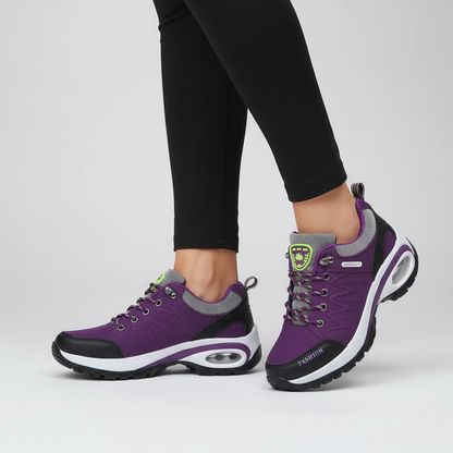 Damskie buty trekkingowe sznurowane z profilowaną podeszwą-Footwear for women-Olave