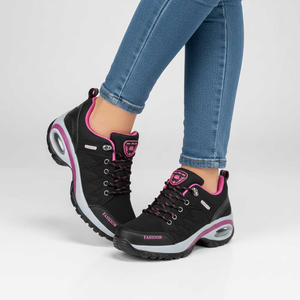 Damskie buty trekkingowe sznurowane z profilowaną podeszwą-Footwear for women-Olave
