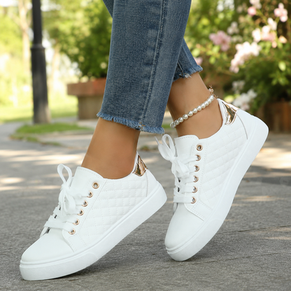 Damskie pikowane sneakersy przed kostkę-Footwear for women-Olave
