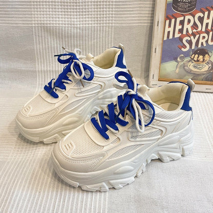 Damskie sneakersy na masywnej platformie z panelami z siateczki-Footwear for women-Olave