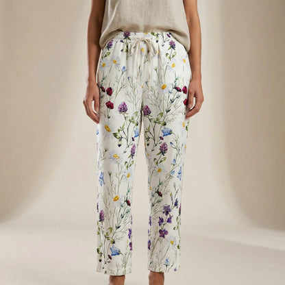 Damskie spodnie jeansowe z prostymi nogawkami i wzorem patchwork-Pants for Women-Olave
