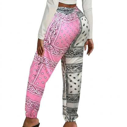Damskie spodnie joggery we wzór paisley-Pants for Women-Olave