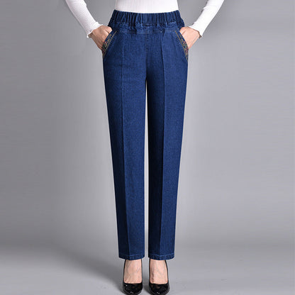 Damskie spodnie z prostymi nogawkami i elastycznym pasem-Pants for Women-Olave