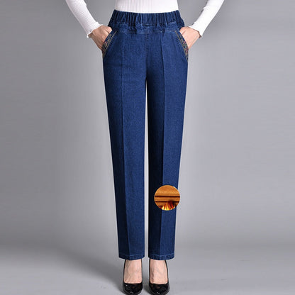 Damskie spodnie z prostymi nogawkami i elastycznym pasem-Pants for Women-Olave