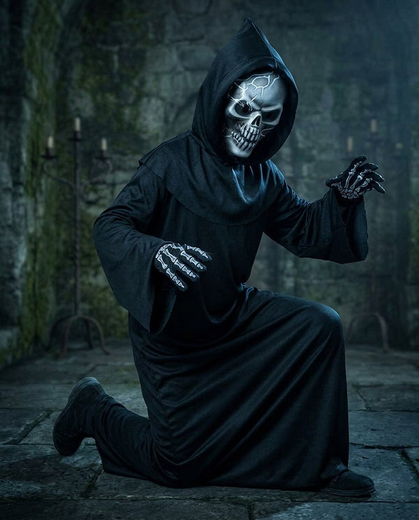 Kostium Ponurego Żniwiarza unisex z maską czaszki-Halloween-Olave