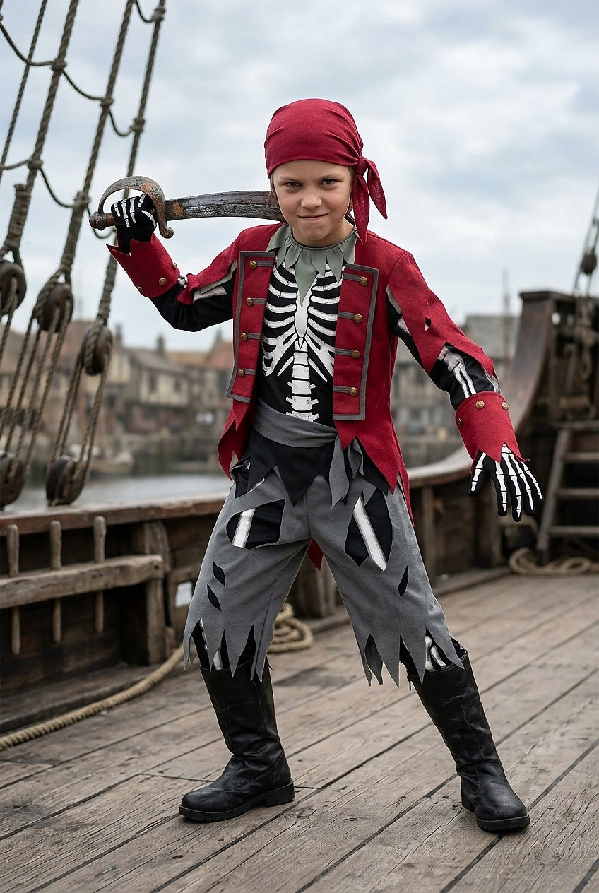 Kostium pirata szkieleta unisex na Halloween-Halloween-Olave