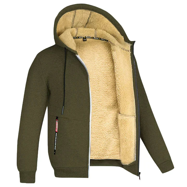 Męska bluza z kapturem i podszewką typu miś-Jackets for men-Olave