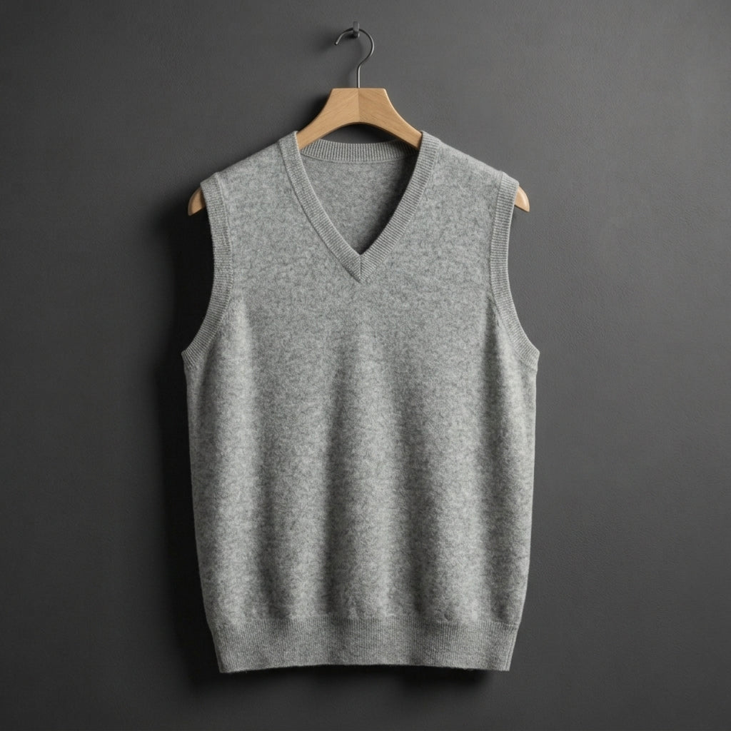 Męska kamizelka dzianinowa z dekoltem w serek-Vests for men-Olave