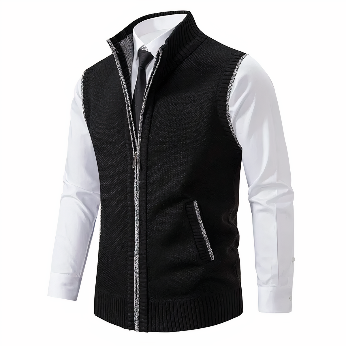 Męska kamizelka dzianinowa zapinana na zamek-Vest for men-Olave