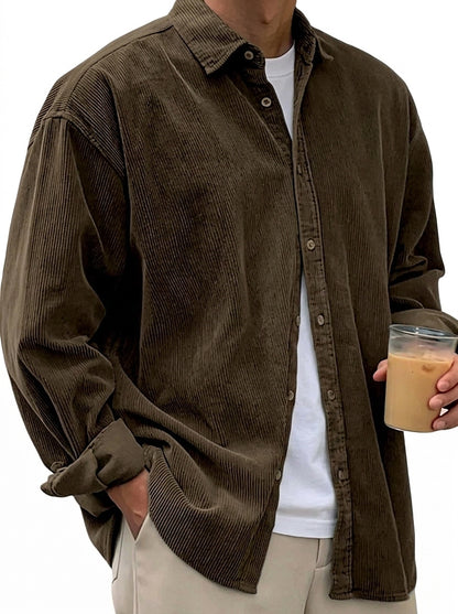 Męska koszula sztruksowa typu oversized-Shirts for men-Olave