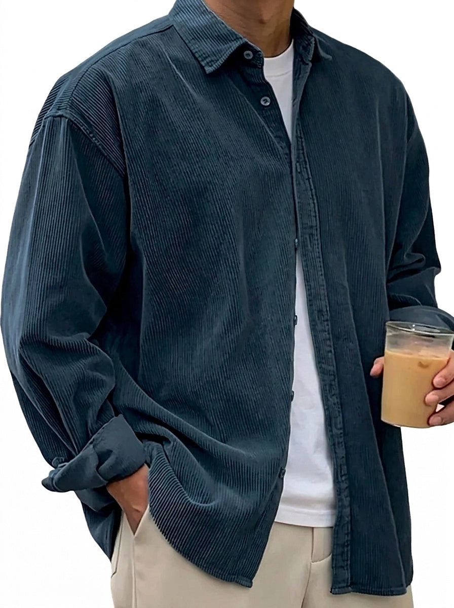 Męska koszula sztruksowa typu oversized-Shirts for men-Olave