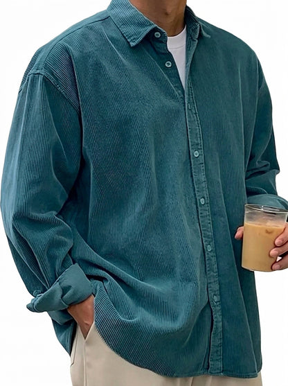 Męska koszula sztruksowa typu oversized-Shirts for men-Olave