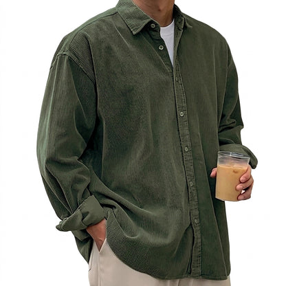 Męska koszula sztruksowa typu oversized-Shirts for men-Olave