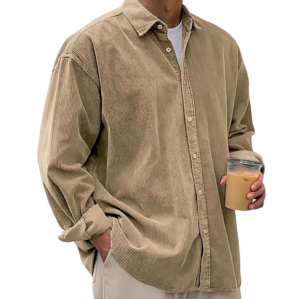Męska koszula sztruksowa typu oversized-Shirts for men-Olave