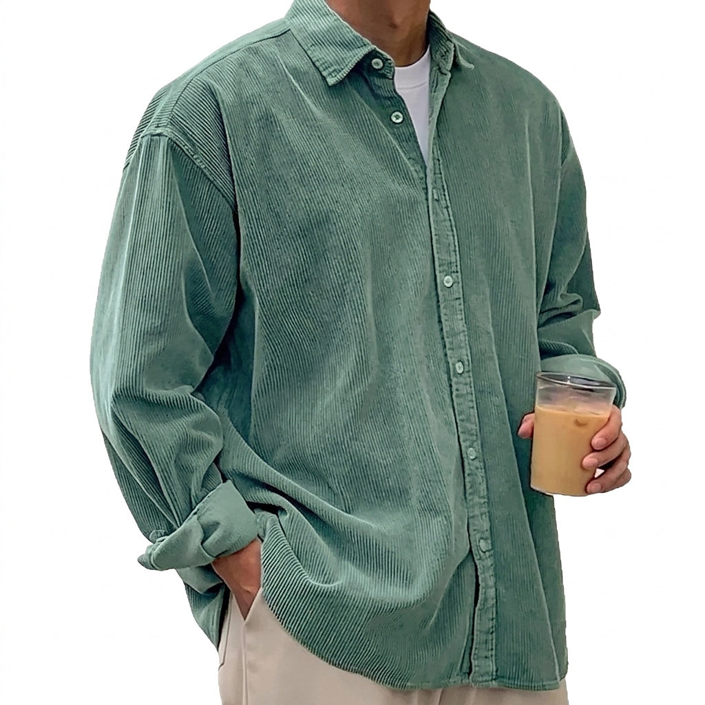 Męska koszula sztruksowa typu oversized-Shirts for men-Olave