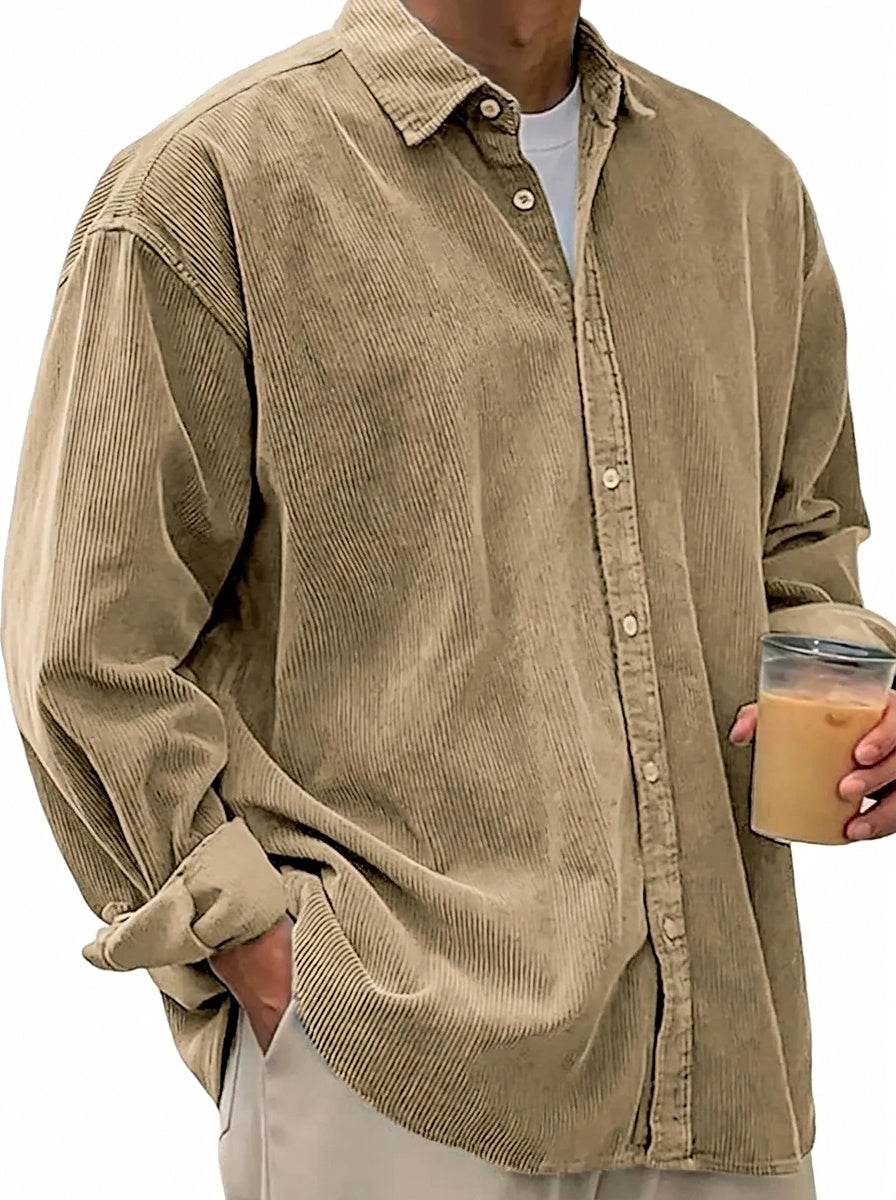 Męska koszula sztruksowa typu oversized-Shirts for men-Olave