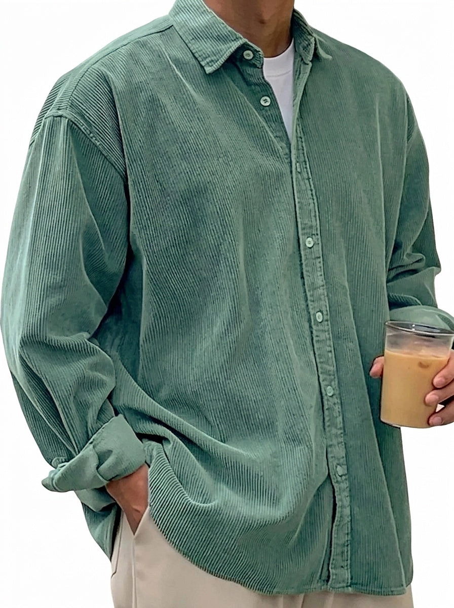Męska koszula sztruksowa typu oversized-Shirts for men-Olave