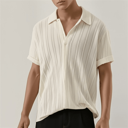 Męska koszula z krótkim rękawem zapinana na guziki-Shirts for men-Olave