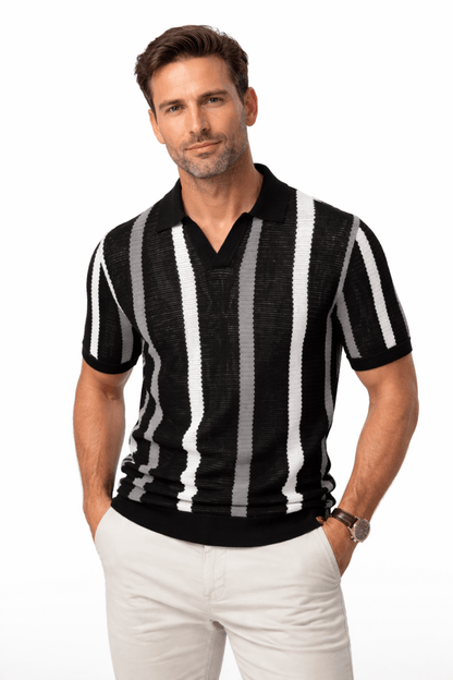 Męska koszulka polo z dzianiny w paski-T-Shirts & Polos for men-Olave