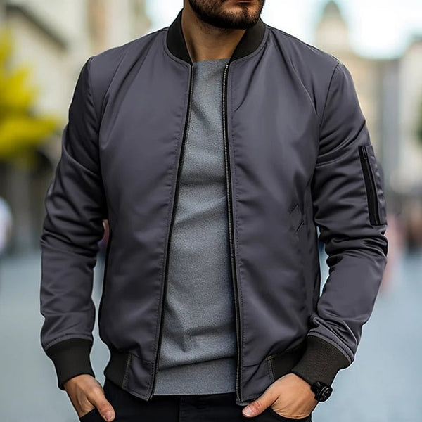 Męska kurtka bomberka z kieszenią na suwak na rękawie-Jackets for men-Olave