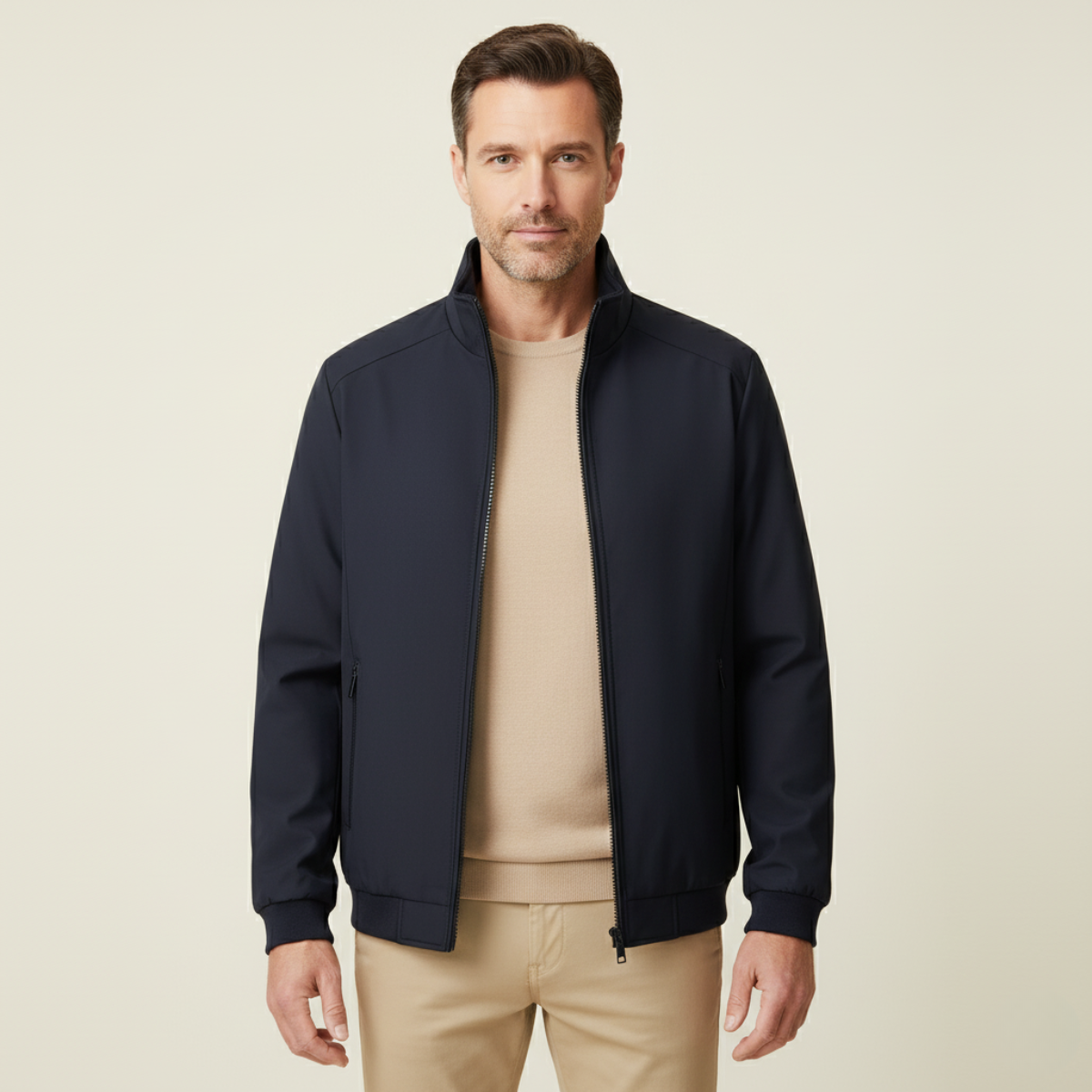 Męska kurtka bomberka ze stójką i podszewką z polaru-Jackets for men-Olave