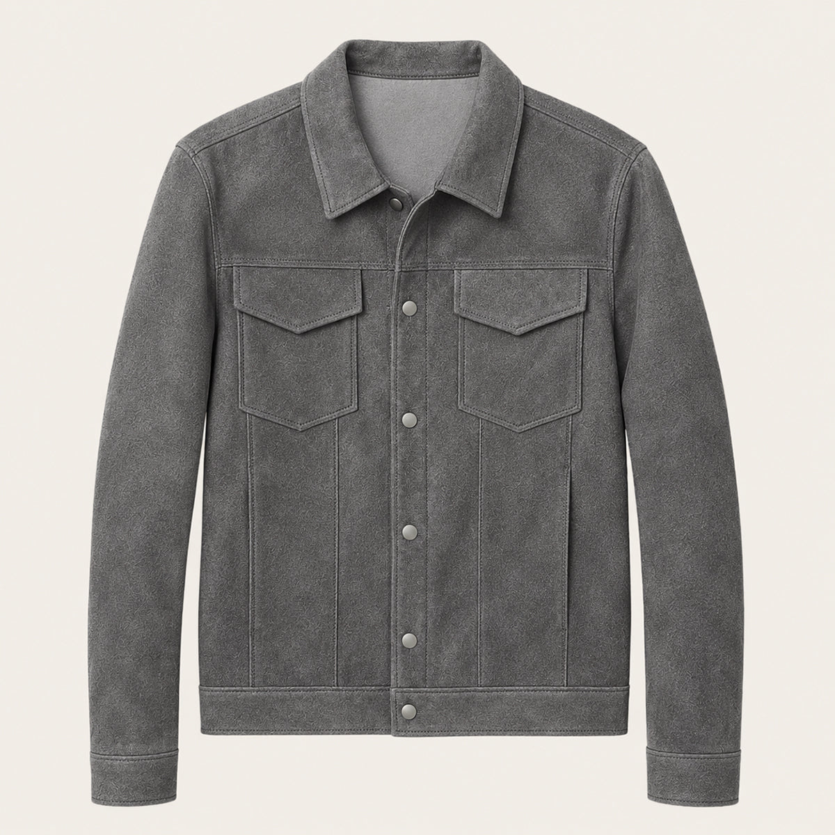 Męska kurtka typu trucker z zamszu z zapięciem na zatrzaski-Jackets for men-Olave