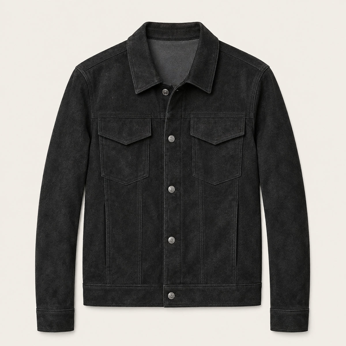 Męska kurtka typu trucker z zamszu z zapięciem na zatrzaski-Jackets for men-Olave