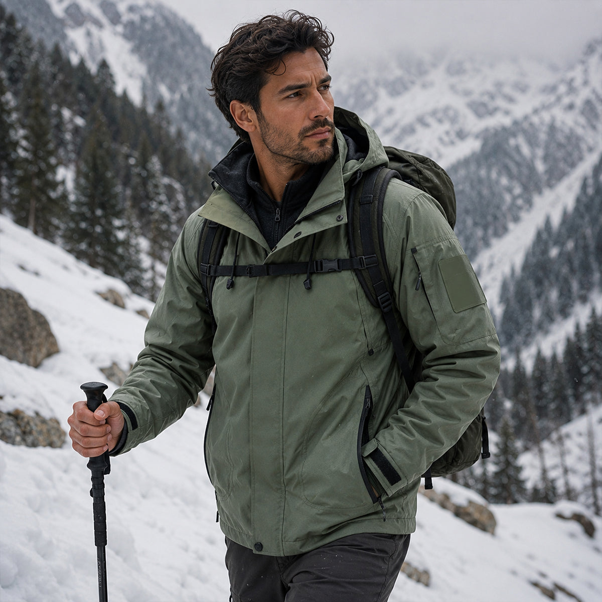 Męska kurtka użytkowa z kapturem i kontrastową podszewką-Jackets for men-Olave