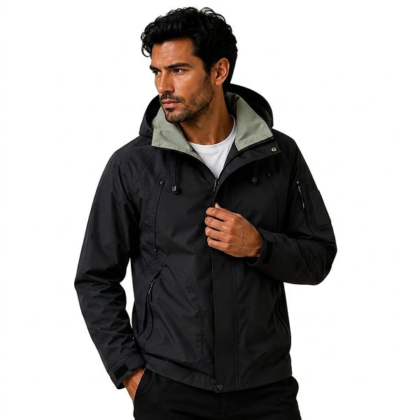 Męska kurtka użytkowa z kapturem i kontrastową podszewką-Jackets for men-Olave