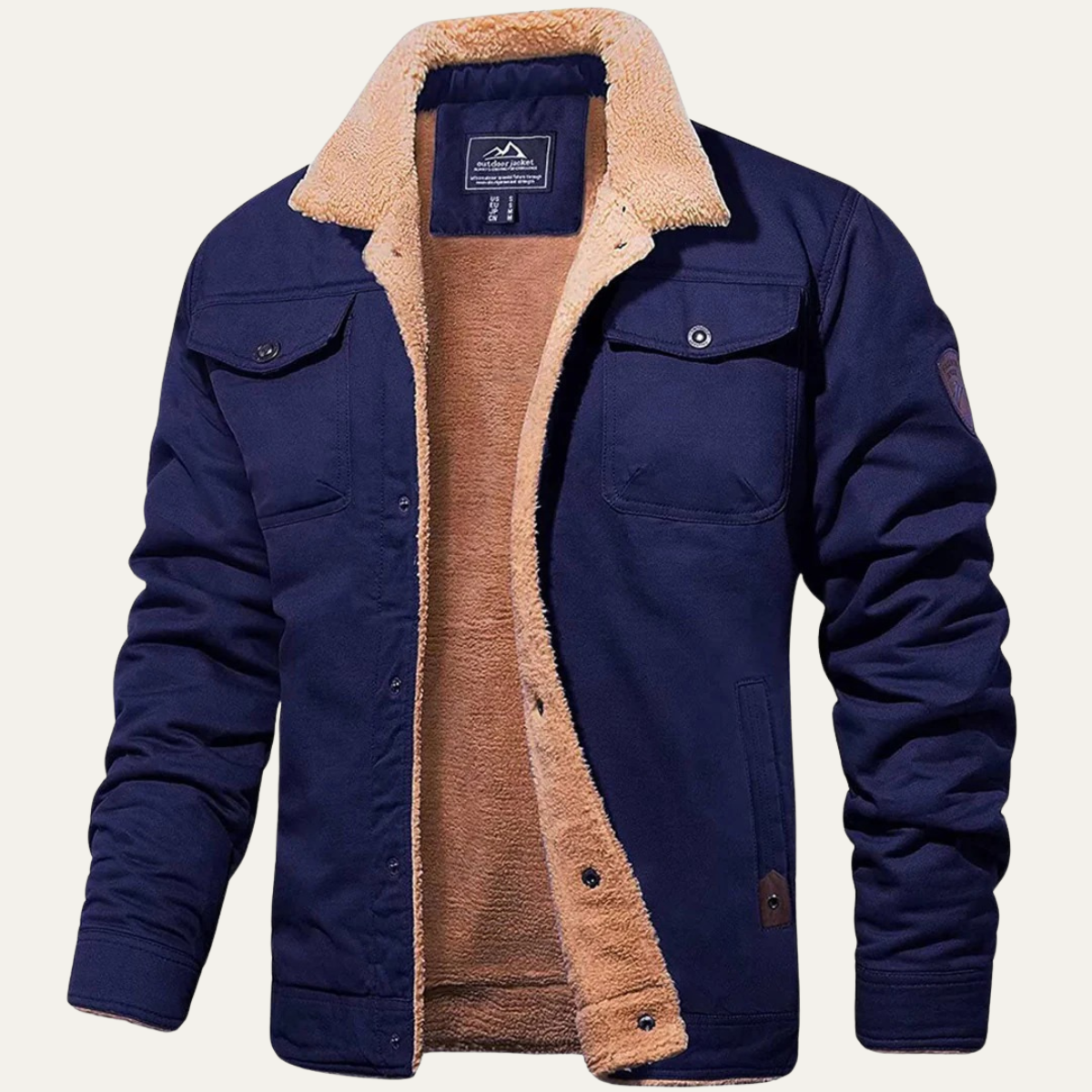 Męska kurtka użytkowa z podszewką z polaru i zapięciem na guziki-Jackets for men-Olave