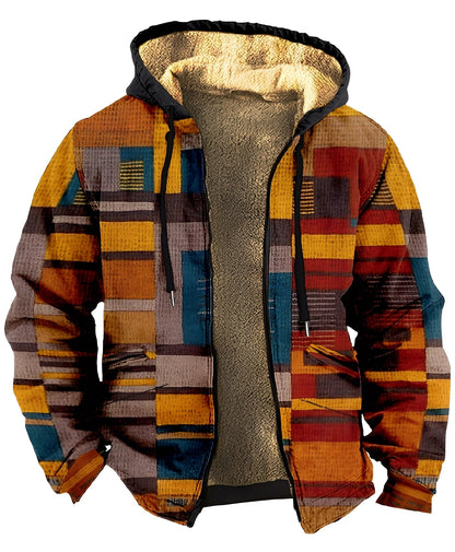 Męska kurtka z kapturem w geometryczny wzór-Jackets for men-Olave