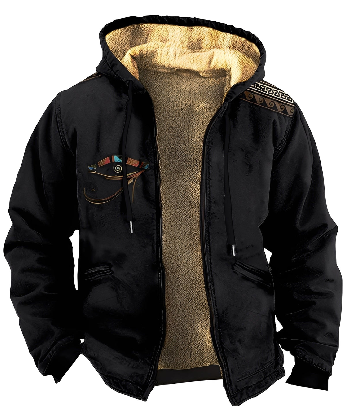 Męska kurtka z kapturem w geometryczny wzór-Jackets for men-Olave