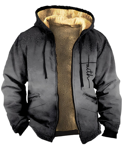 Męska kurtka z kapturem w geometryczny wzór-Jackets for men-Olave