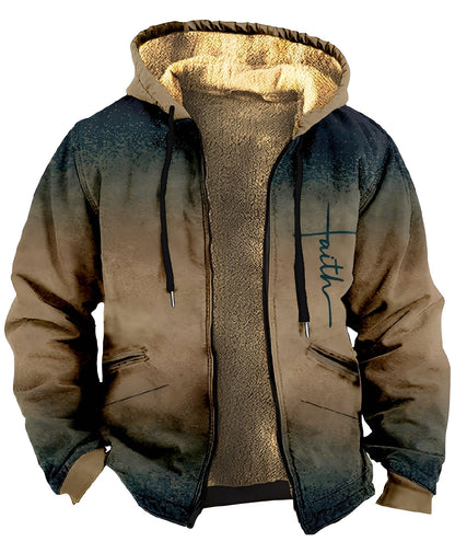 Męska kurtka z kapturem w geometryczny wzór-Jackets for men-Olave