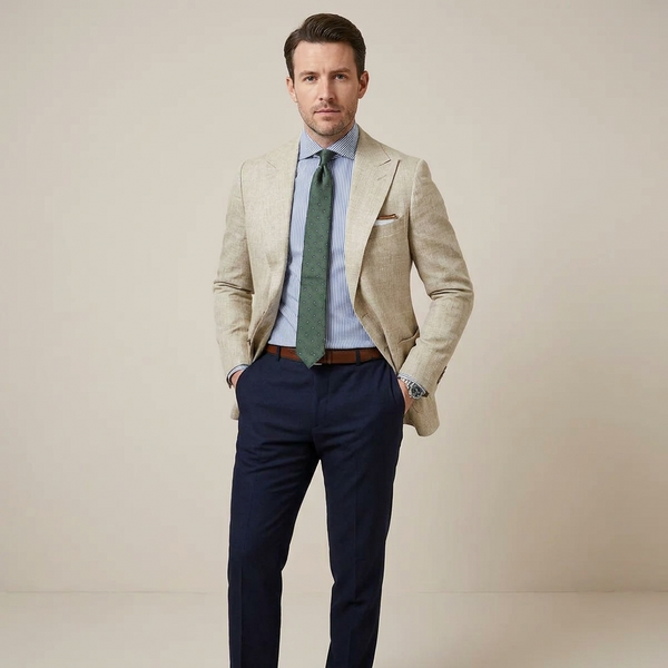 Męska marynarka z klapami w szpic i naszywanymi kieszeniami-Blazer for men-Olave
