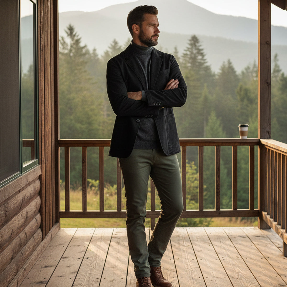 Męska marynarka zapinana na guziki z naszywanymi kieszeniami-Jackets for men-Olave