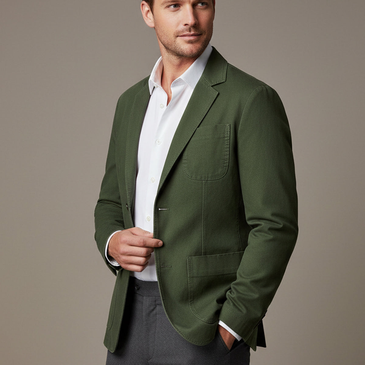 Męska marynarka zapinana na guziki z naszywanymi kieszeniami-Jackets for men-Olave