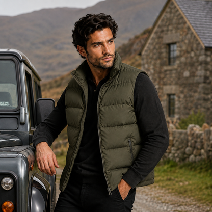 Męska pikowana kamizelka z kieszeniami na zamek-Vests for men-Olave