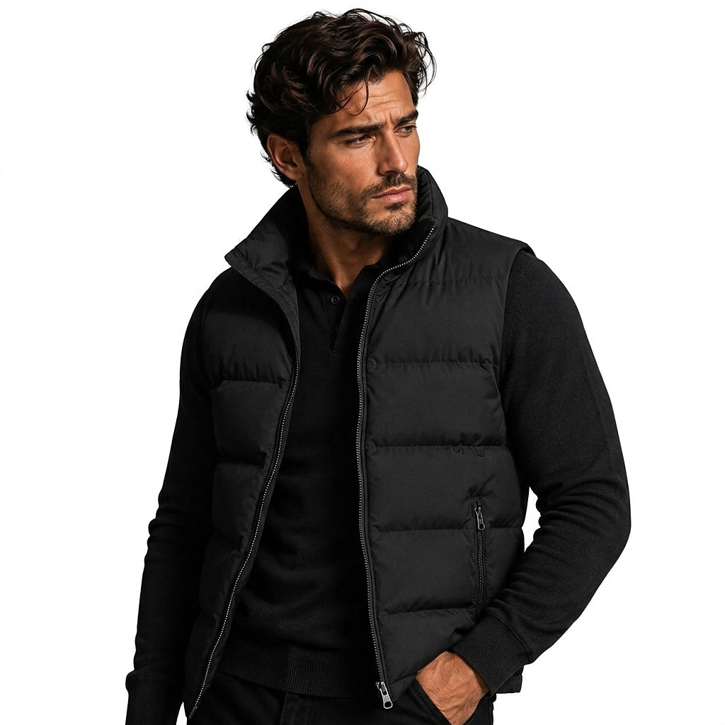 Męska pikowana kamizelka z kieszeniami na zamek-Vests for men-Olave