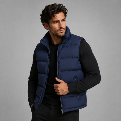 Męska pikowana kamizelka z kieszeniami na zamek-Vests for men-Olave