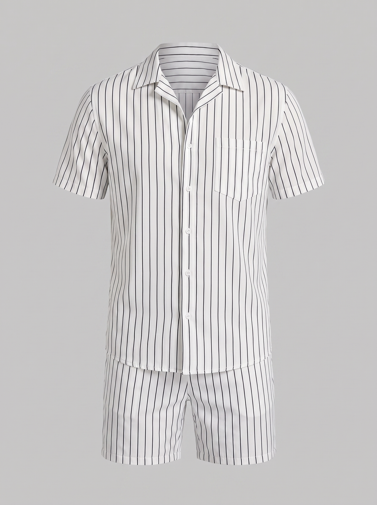 Męski komplet z koszulą z krótkim rękawem w prążki-Sets for Men-Olave
